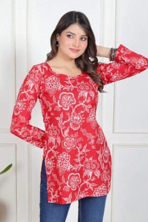 Azeena Charm Boat Neck Kurti by Velmirastyles
