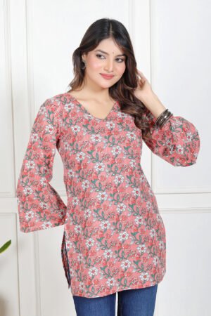 Zeenat E Noor Bell Sleeves Kurti by Velmirastyles