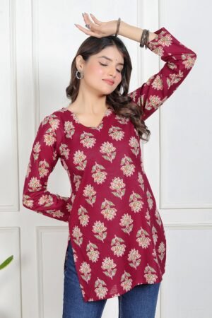 Zareen Straight Sleeves Kurti by Velmirastyles